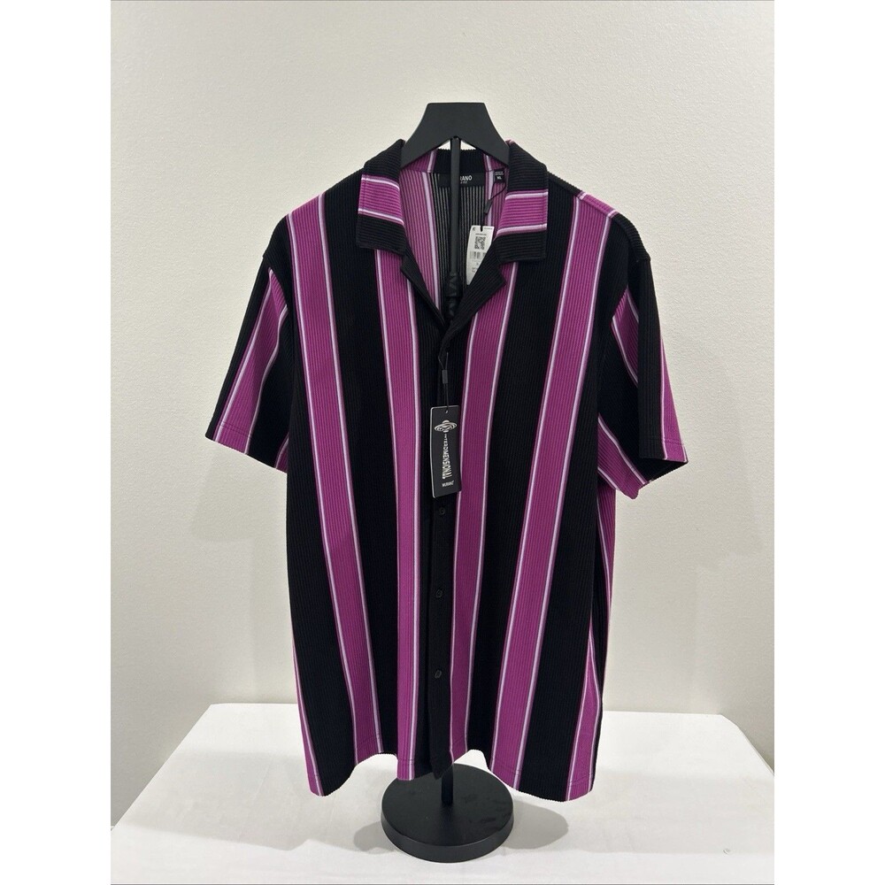 Murano Slim Fit Sz XL Mens Shirt Short Sleeve Button Up Multi Color Retro